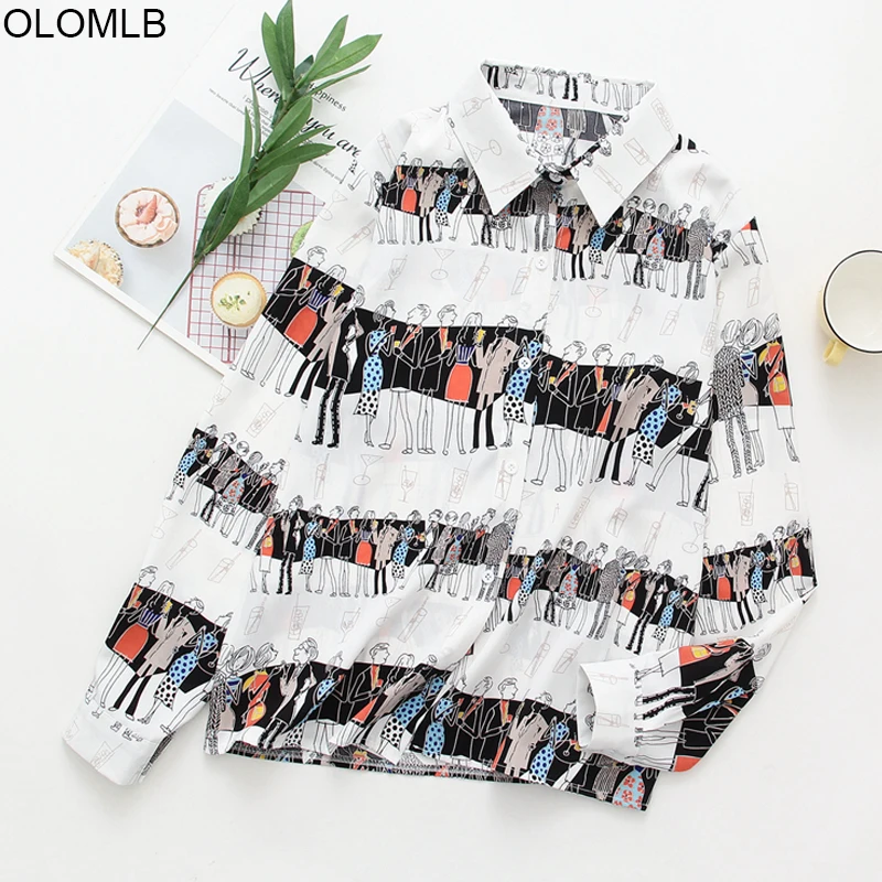 Женская шифоновая блузка с длинным рукавом Повседневная Свободная Тонкая