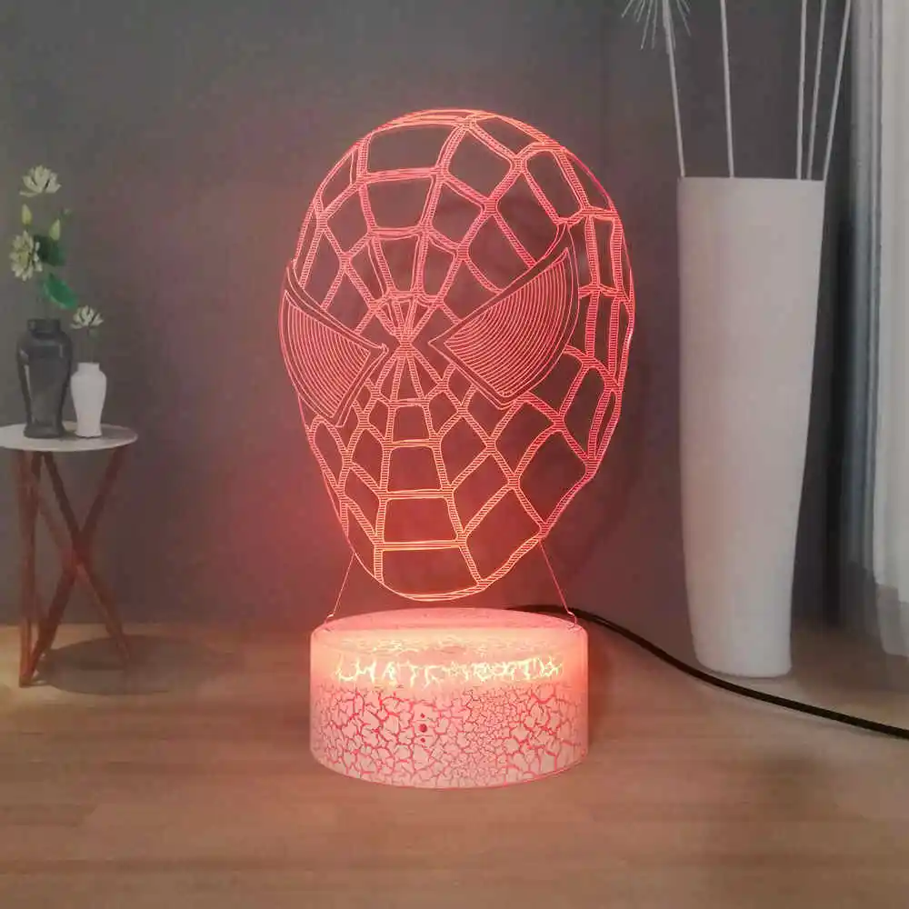 Настольная лампа с маской спайдермена светодиодный светильник Marvel Comic Superhero RGB 7