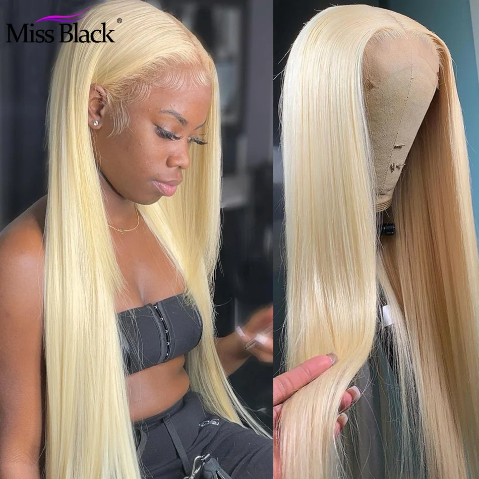 32 34 Inch 13x4 Straight 613 Blonde Lace Front Human Hair Wigs For Black Woman Transparent 4x4 Lace Closure Wig Pre Plucked Hair