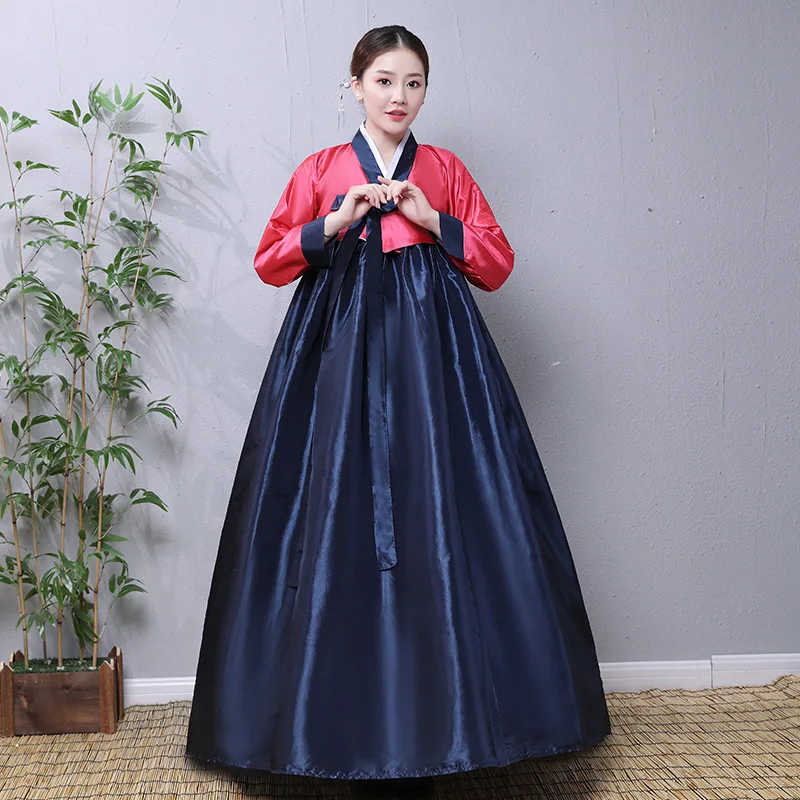 

2021 Summer New Hanbok Women's Korean Group Dance Long Skirt Traditional Palace Improved Korean Costume Adult