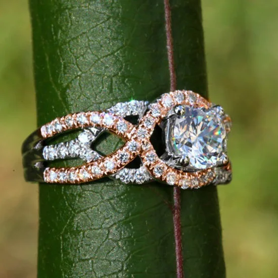 

2021 New design twisted band Rose Gold silver Color engagement ring for women wedding vintage retro style brand jewelry R5021