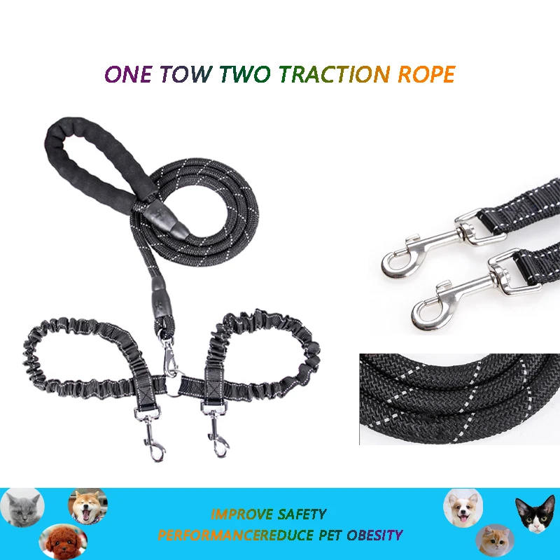 Один и два буфера с буферным поводком для собак выдвижной противоударный