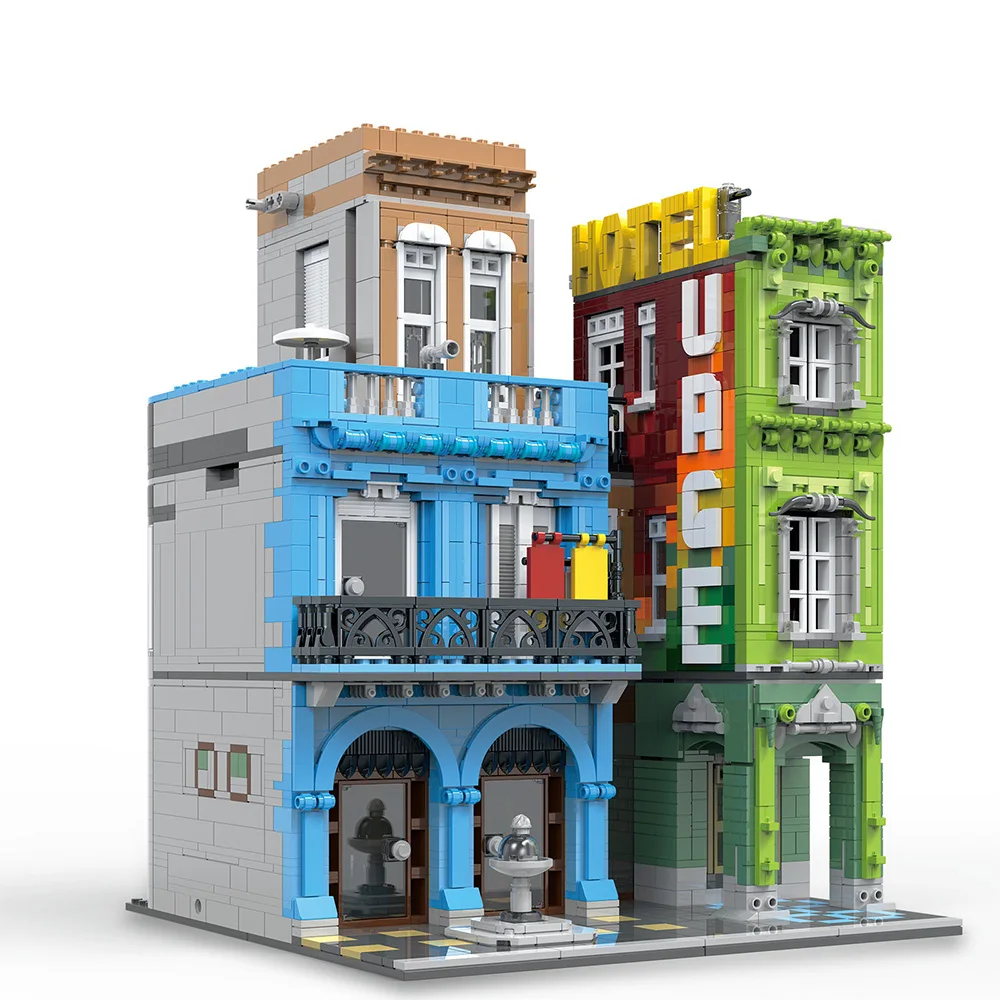

4143PCS MOC Guba Hotel Model Building Blocks Creative City Streetview Series Architecture Bricks DIY Toys Gifts For Girls Kids