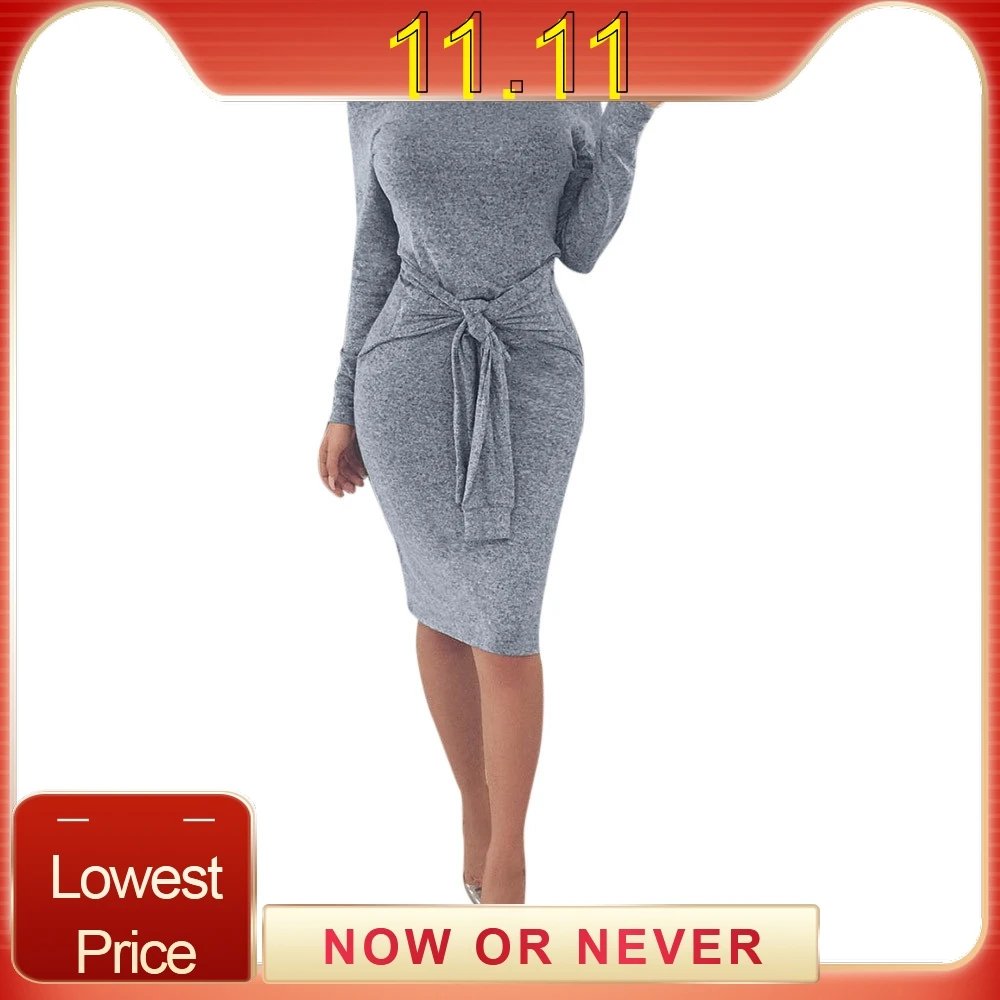 Сексуальное Женское зимнее платье с открытыми плечами и длинным рукавом