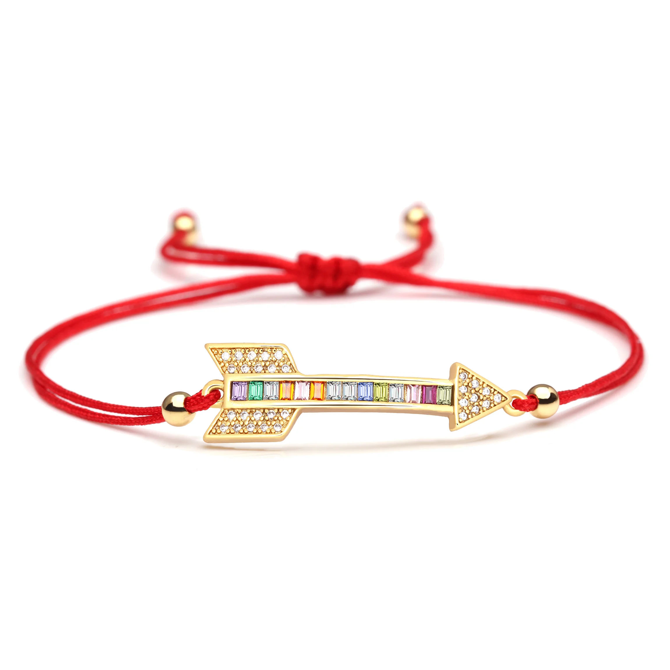 Многоцветный Кубический Цирконий Кристалл Медь дружба стрела Шарм браслет для
