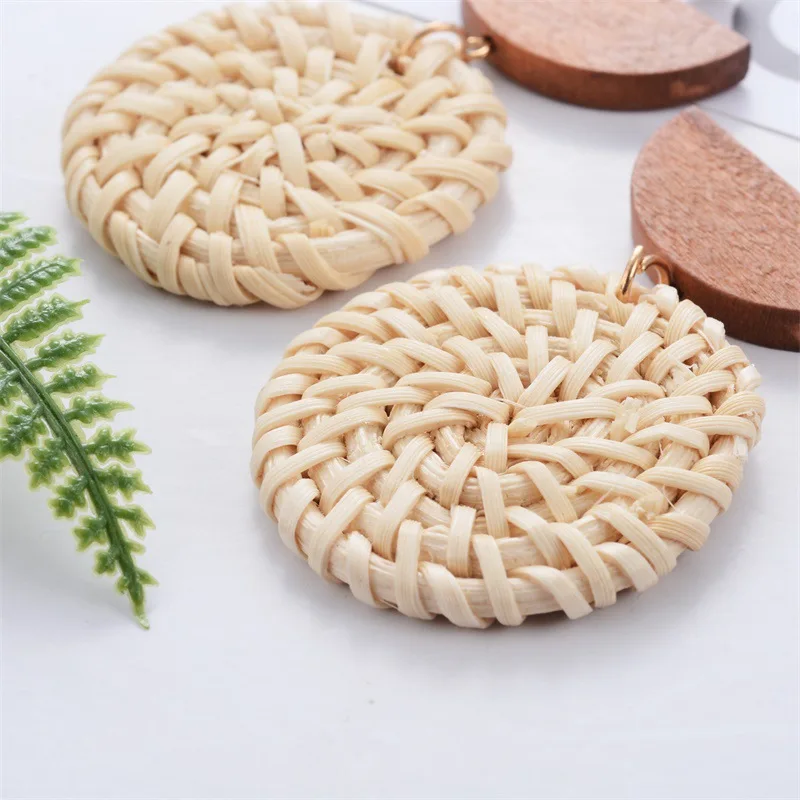 Европа и Америка преувеличенные геометрические плетеные серьги из ротанга