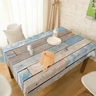 Синяя винтажная Античная скатерть из хлопка и льна с древесной отделкой, эластичная скатерть из спандекса для столовой, стола, ткань для украшения кухни