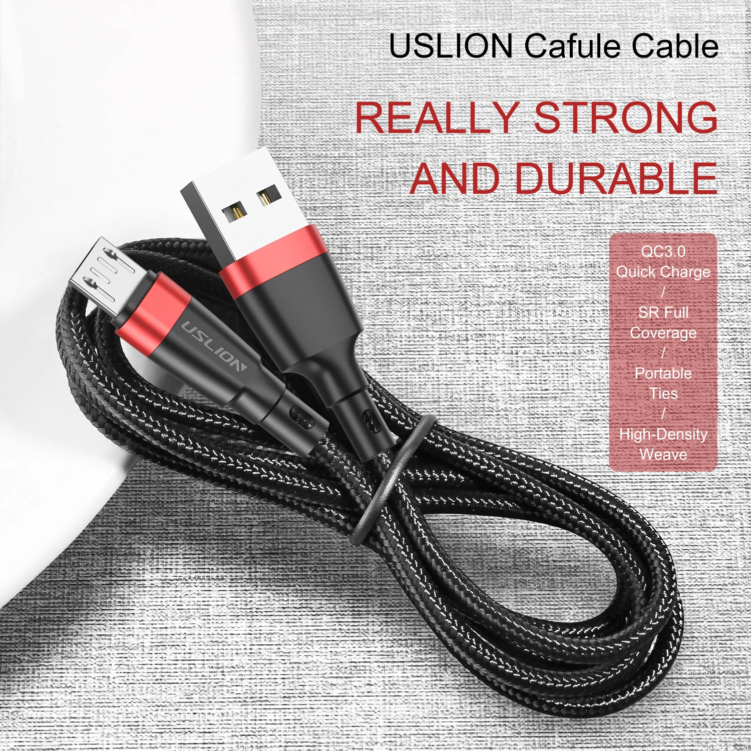 USLION Micro USB кабель для Xiaomi Redmi Note 5 Pro 1m 2m 3A QC3.0 usb кабель для зарядки данных для samsung S7 зарядное устройство для мобильного телефона