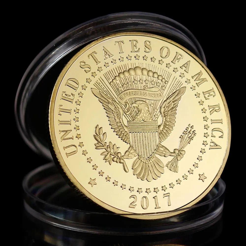

2017 Vice-president Mike Pence of American Presidential Commemorative Coin 38mm Trump's Partner Gold Plated Novelty Coins