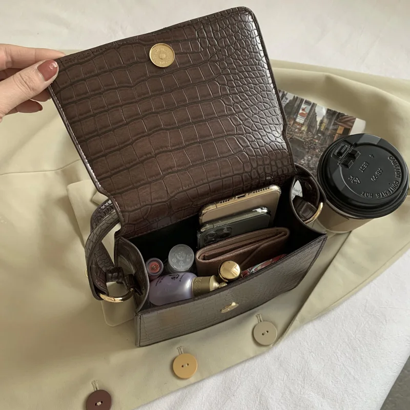 

Crocodile Pattern Square Bag for Women's High-quality PU Shoulder Bag 2020 New Lady Crossbody Flap Handbags Solid Color Bags Sac