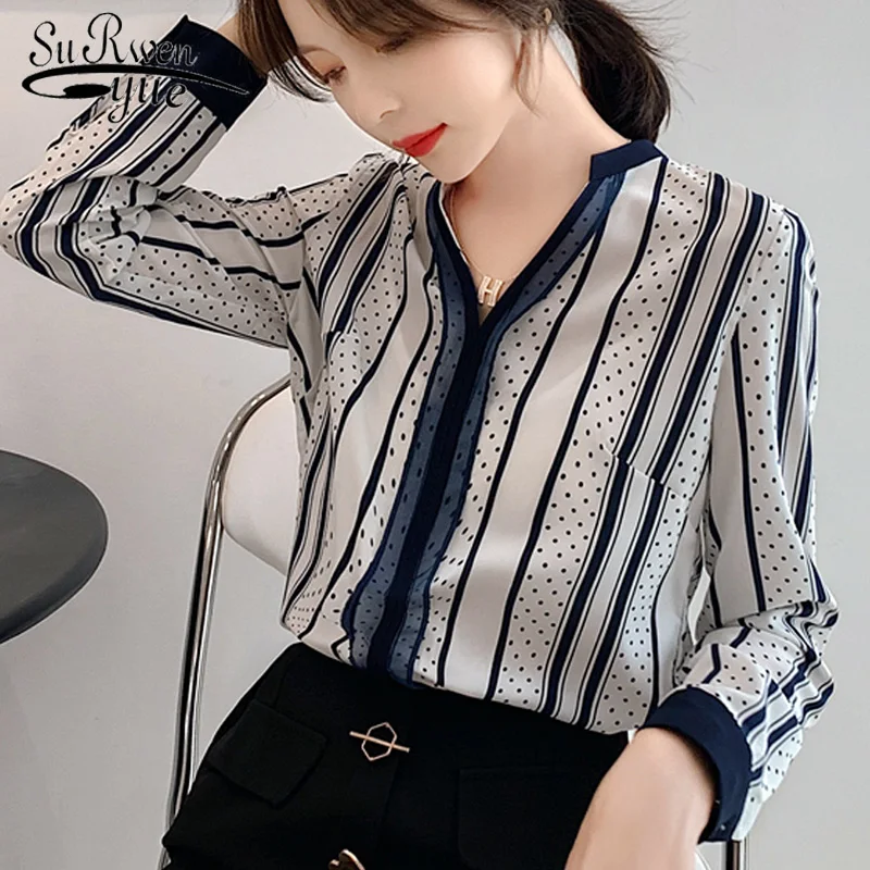 Blusas mujer de moda корейская модная одежда женские блузы, Рубашки, Топы женские Топы шифоновая блузка белая рубашка 2480 50