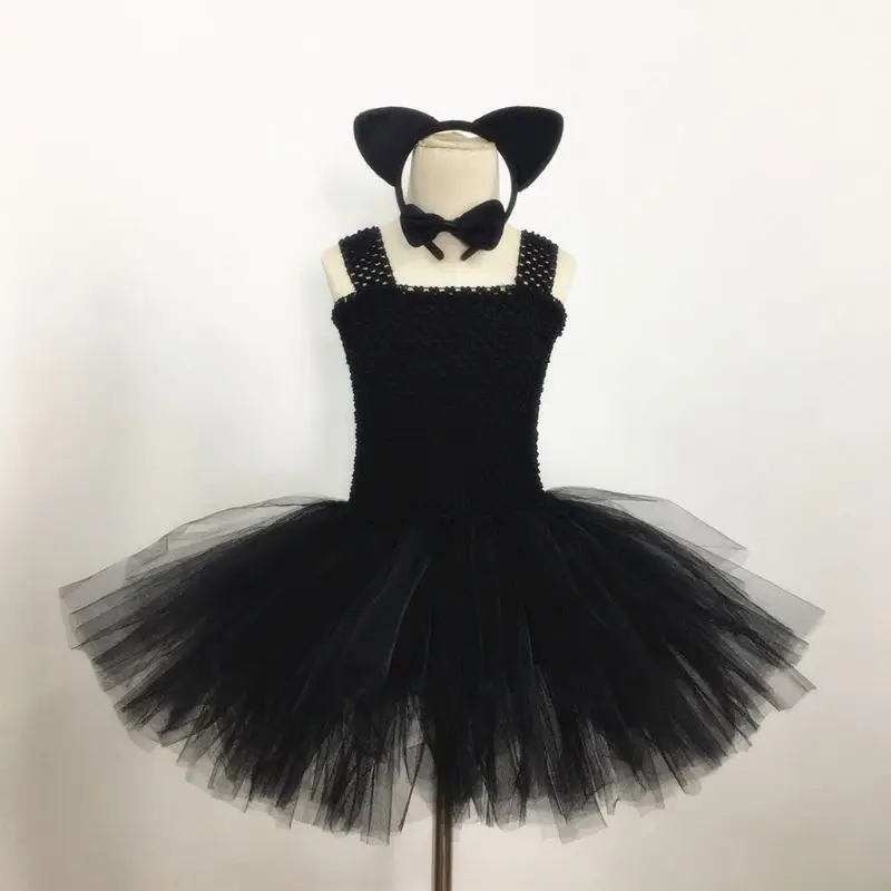 Детский костюм на Хэллоуин для девочек платье-Pettiskirt повязка голову с