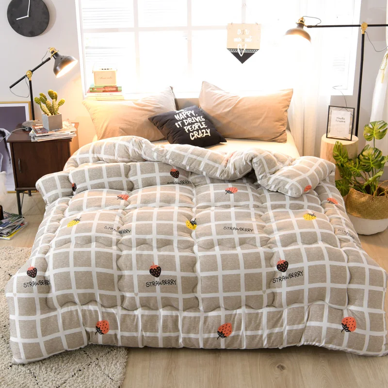 

Smooth And Soft Comforter 4 Seasons Blanket Very Warm Washed Silk Quilt Duvet Queen King Size Simple Style Comforter Quilt