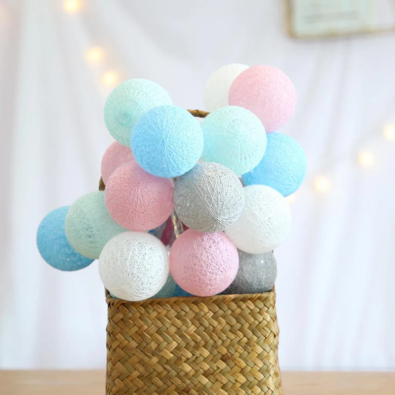 Macaron QYJSD 6 м гирлянда светодиодный шар хлопковая гирлянда для Хэллоуина Рождественская елка Свадьба День Рождения Вечеринка спальня Фея наружная гирлянда огни - Испускаемый цвет: Macaron