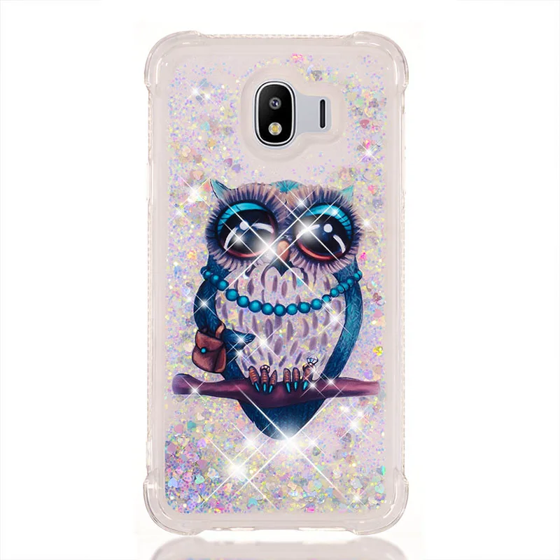 Gray Owl Блестящие жидкие зыбучие пески Чехлы для samsung Galaxy J4 J6 J3 J7 J2 Pro J4+ J6 Premium J400F J120 J510 J710 задняя крышка - Цвет: Gray Owl