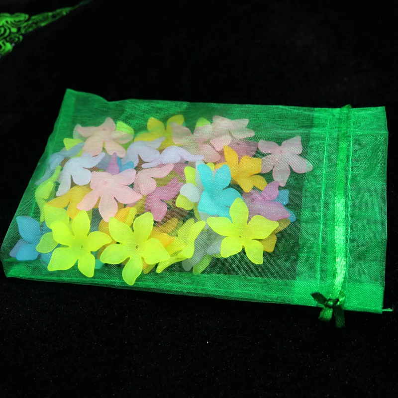 100 шт. зеленые сумки из органзы изящные однотонные Симпатичные 13x18 см