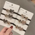 Резинка для волос, для девочек, с пуговицами в виде сердца