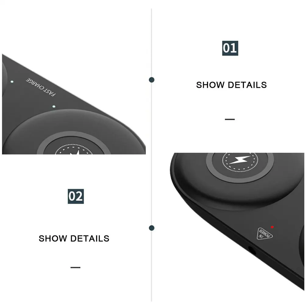 

Fast Dual Coil 2in1 Wireless Charger Pad for Airpods Pro for iPhone X XR XS 11 Pro Max Samsung S10 Xiaomi QI Induction Charging