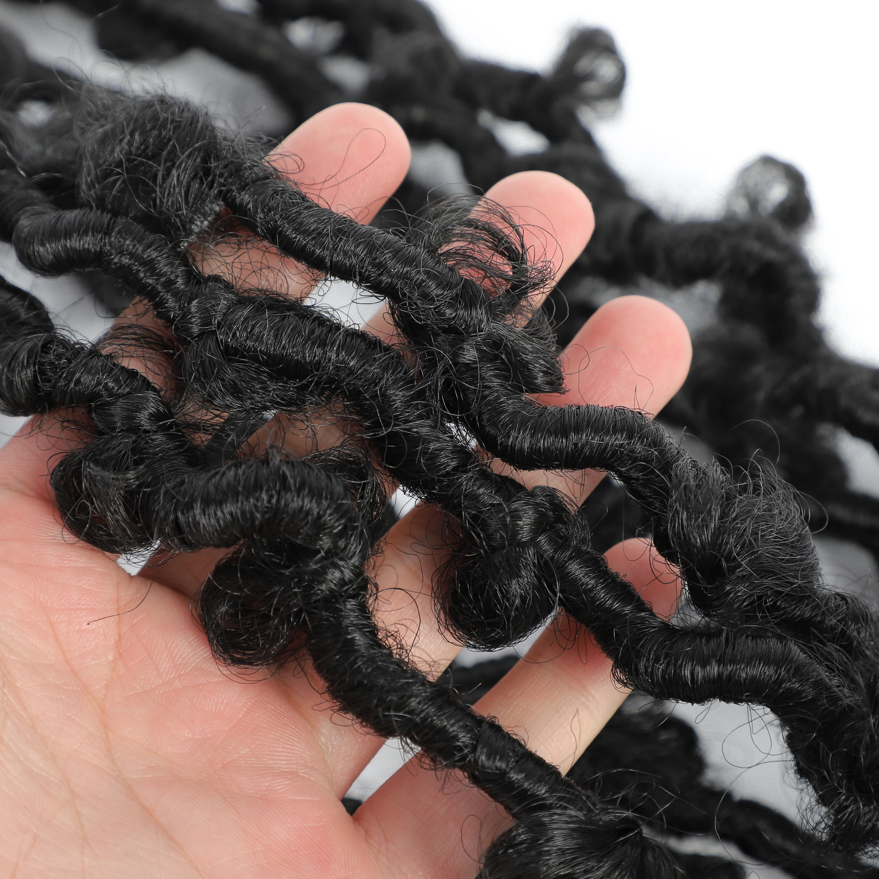 

24 Inch Butterfly Faux Locs Crochet Braids DreadlocksÂ Hair Extensions 12 Strands/pack Natural Black Braiding Hair Synthetic