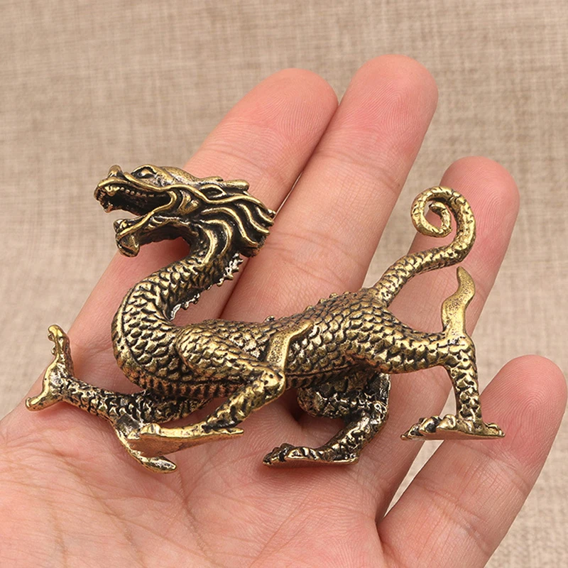 

Pure Copper Chinese Ancient Mythical Beast Miniature Figurine Dragon Tiger Snake Turtle Feng Shui Ornament Home Decoration Craft