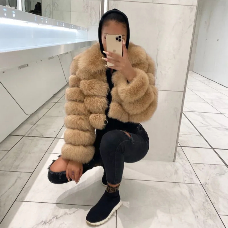 2021 Winter Artificial Fashion Furs Coat For Female Faux Mink Fake Fur Pelt Coats China Jacket Women Parka Furry Woman Clothing