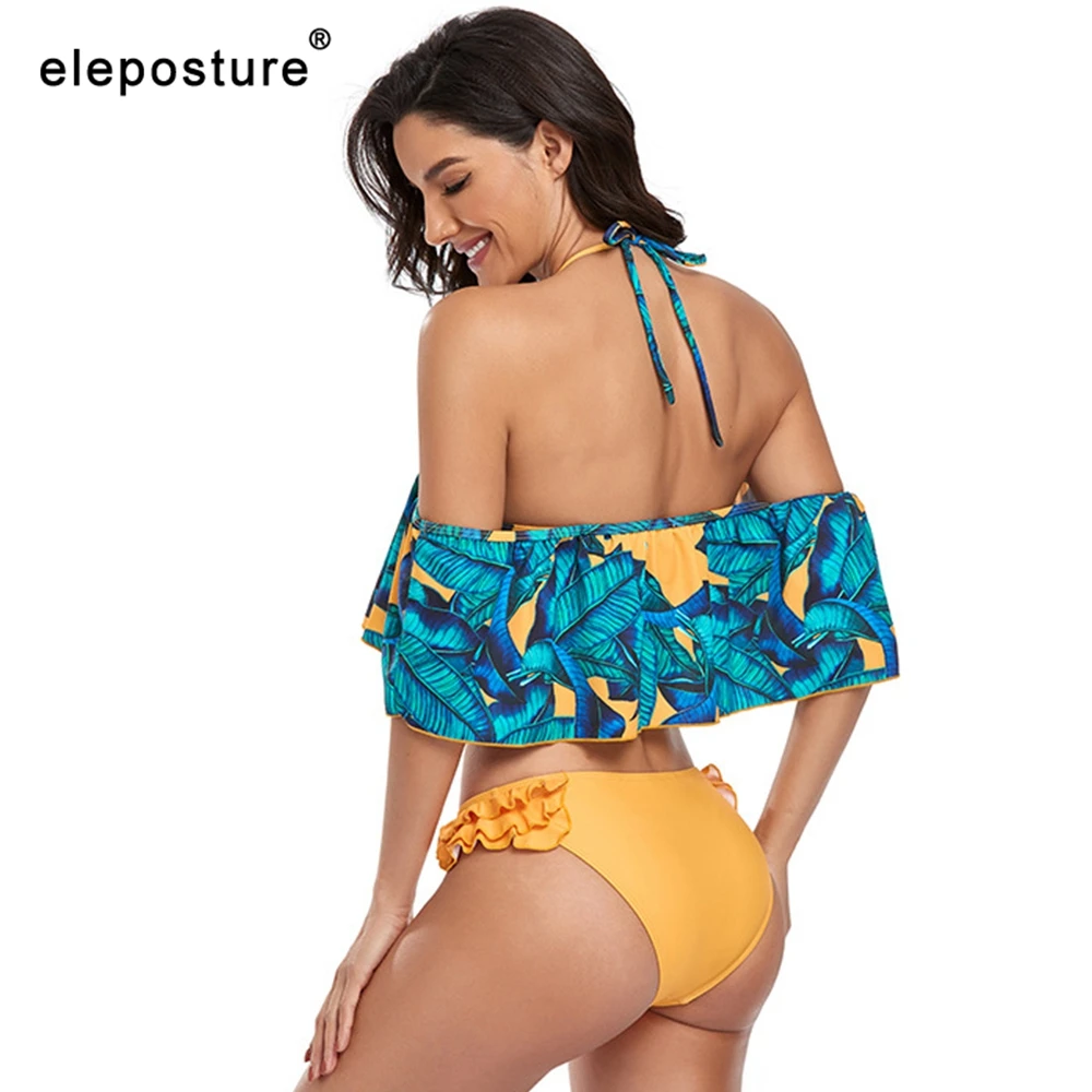

2021 New Sexy Ruffle Bikini Set Women Off Shoulder Swimwear Two Pieces Swimsuit Female Brazilian Bathing Suits Summer Beach Wear