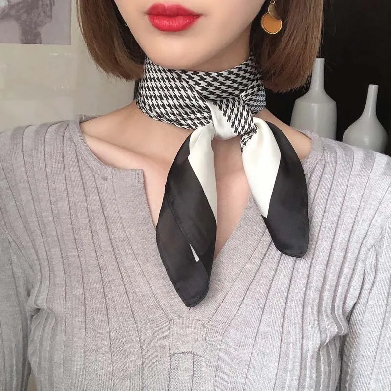 Шелковый шарф квадратной формы для женщин Модный принт шеи шарфы палантины