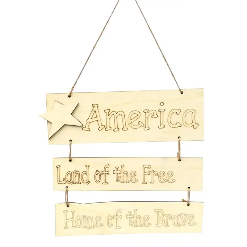 1 шт. деревянный подвесной знак прямоугольник DIY День Независимости доска