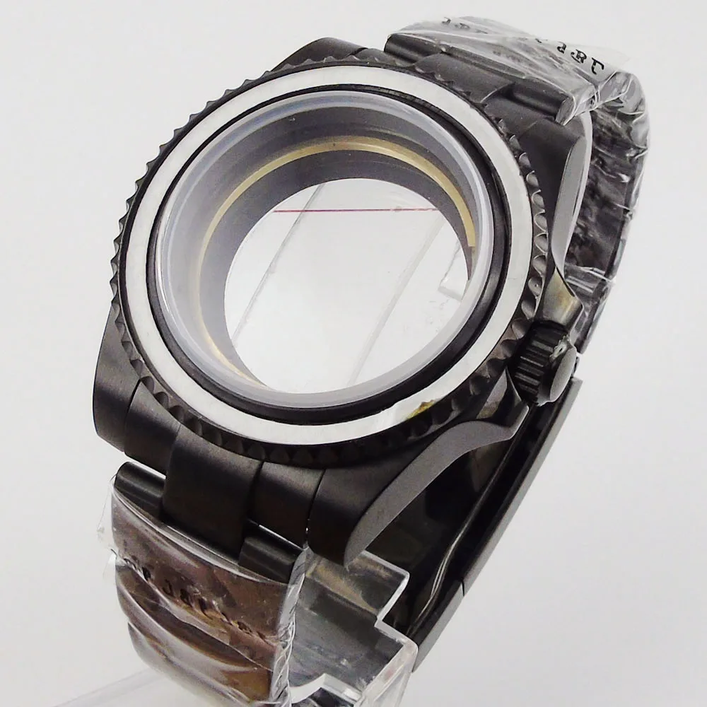 316L Stainless Steel PVD Watch Case Sapphire Glass for NH35 NH36 Rotating Bezel Solid Backcover Screw Down Crown