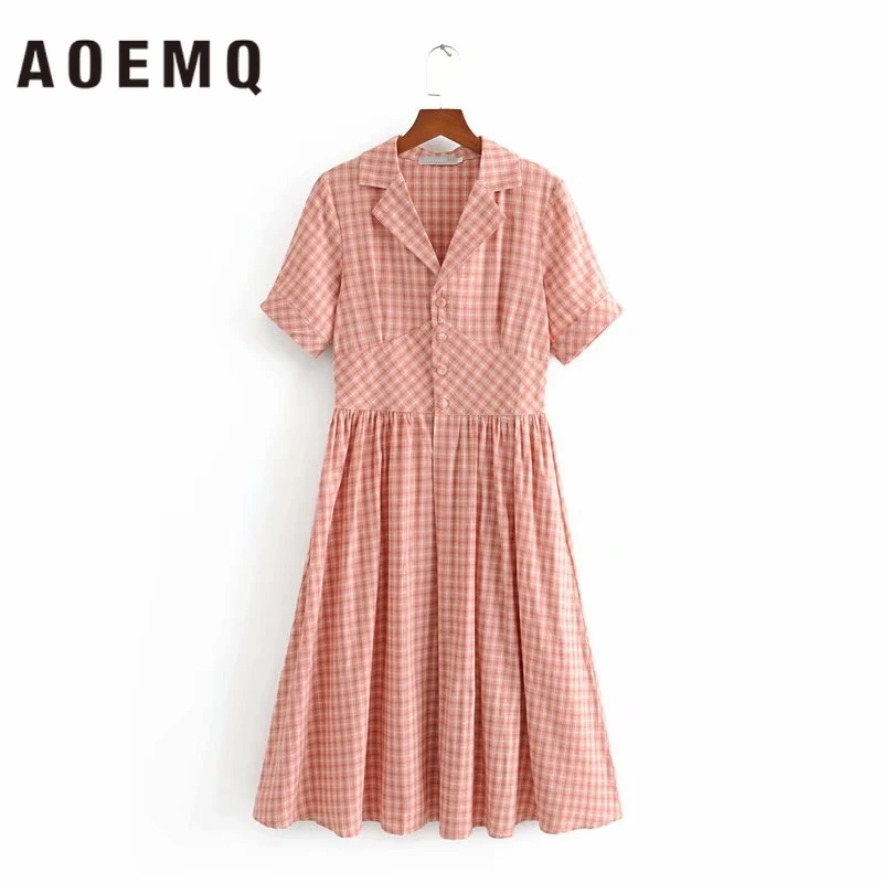 AOEMQ/студенческие платья для девочек Летние праздничные в стиле Прейри розовые