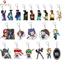 20pcslot anime arcane acrylic keychain jinx vi jayce cute characters acrylic pendant key chain for women men bag pants jewelry