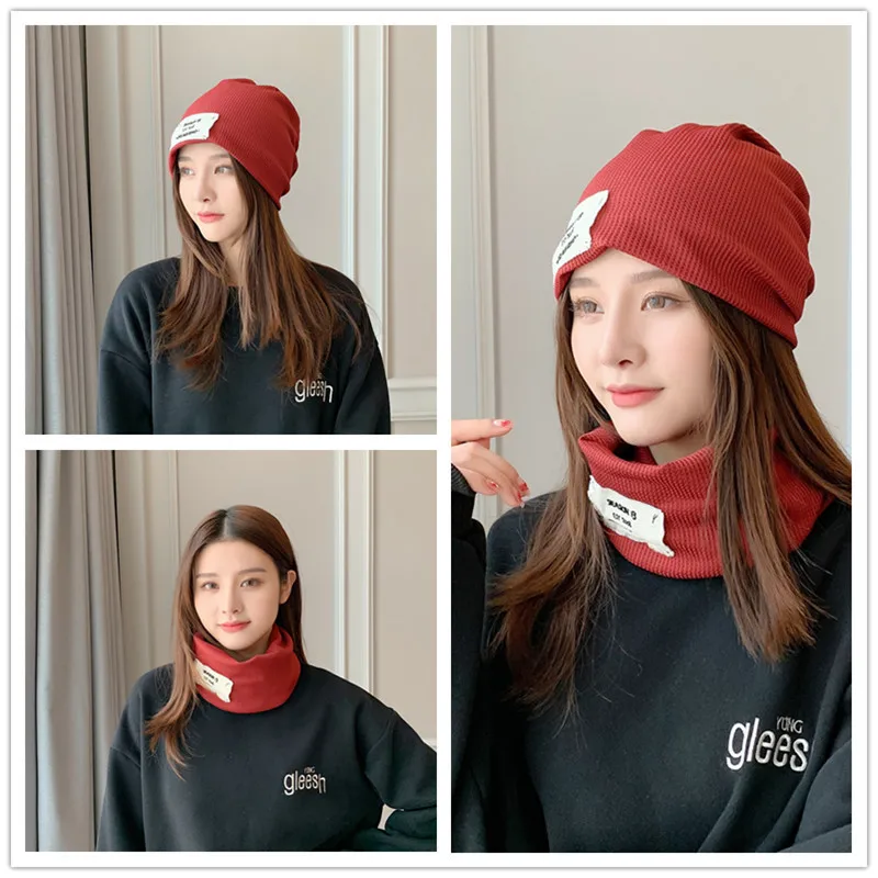 

Brand Winter Knitted Beanies Hats Women Thick Warm Beanie Skullies Hat Female Knit Letter Bonnet Beanie Caps Outdoor Riding Sets