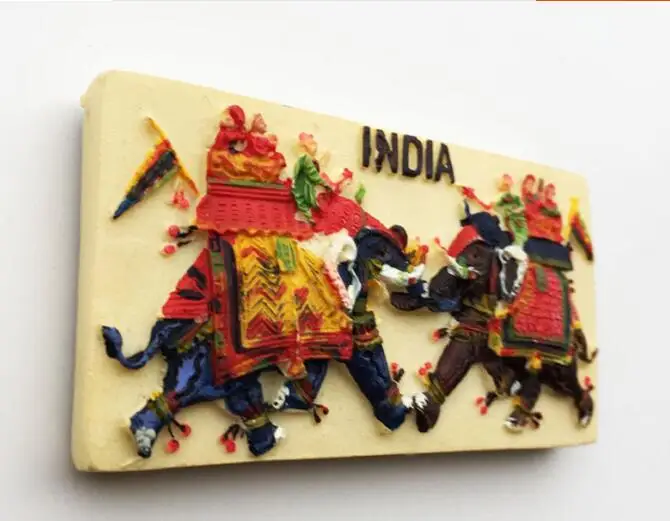 Traditional Indian elephant war painting Fridge Magnets Travel Souvenirs Gift Refrigerator Magnetic Sticker | Дом и сад