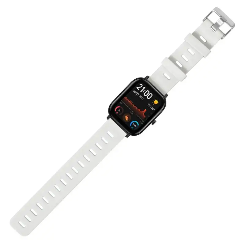 Смарт-ремешок для Huami Amazfit GTS 20 мм с плоской головкой, монохромный Мягкий Силиконовый Модный ремешок, браслет, аксессуары