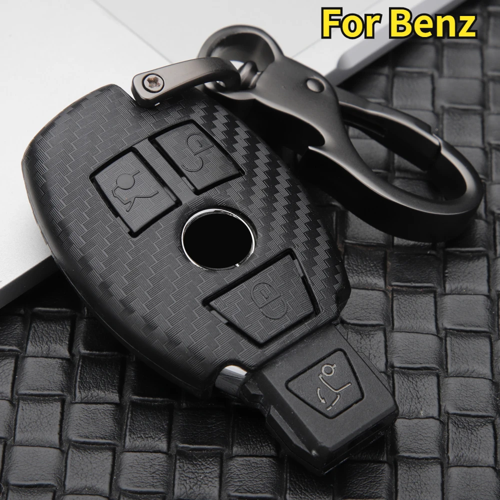 

For Mercedes Benz W204 W212 C180 GLK300 CLS CLK CLA SLK C S E Class Remote Car Key Case Cover Carbon Fiber Key Set Bag