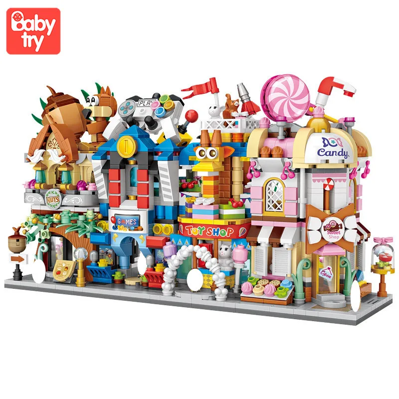 LOZ Mini 485pcs кирпичики город Street орех конфета Game ToyRoom розничный магазин 3D