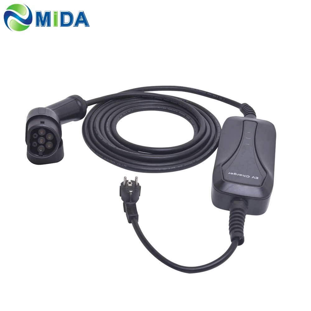 Кабель зарядного устройства уровня 2 для электромобилей 16 А 5 м тип разъем ЕС