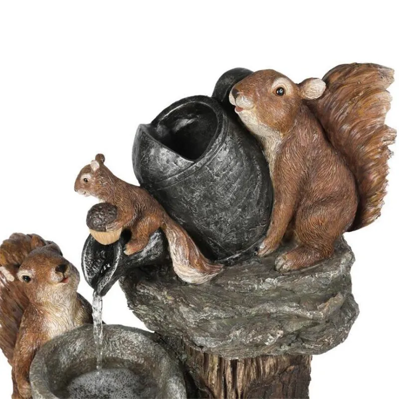 

Garden Yard Decoration Animal Statue Outdoor Solar Water Fountain Resin Ornaments With LED Lights