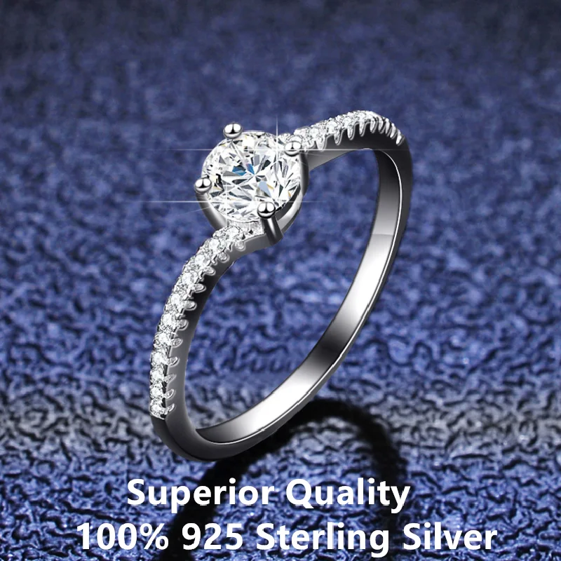 

Обручальное свадебное ювелирное изделие из моссана круглое кольцо темпераментное простое женское серебряное кольцо 925 пробы подарок на Ро...