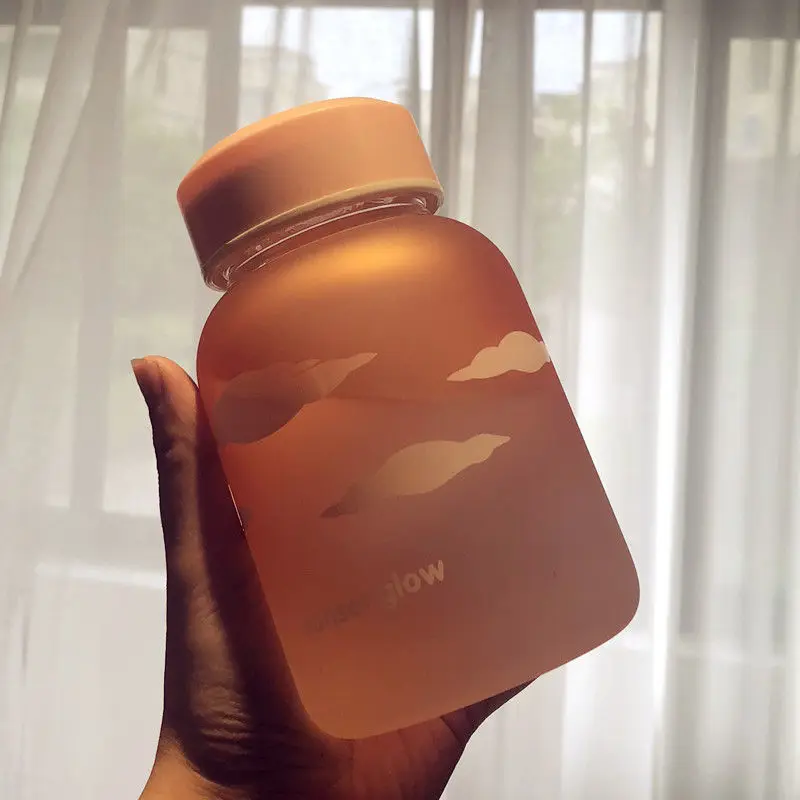 Стеклянная бутылка для воды креативная портативная чашка из матового стекла