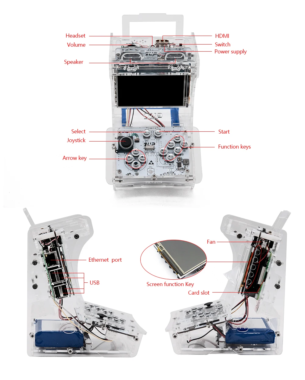 Игровая приставка DIY Handle UP Pi Boy XXL ретро-аркадная 3 5 дюйма с 40 симуляторами и 10000