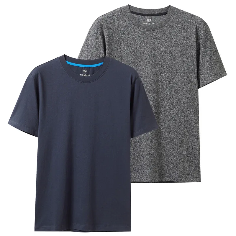 70Grey Giordano футболка мужская две пары комбинированных футболок с коротким рукавом и круглым воротом, две футболки идут в паре и имеют широкий выбор цвет и размеров - Цвет: 70Grey