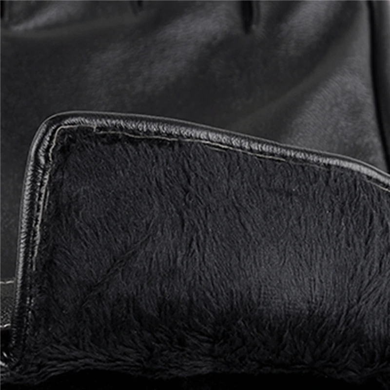 

Plus Velvet 2020 Men's PU Black Leather Gloves Fashion Female Windproof Gloves Autumn And Winter Mittnes