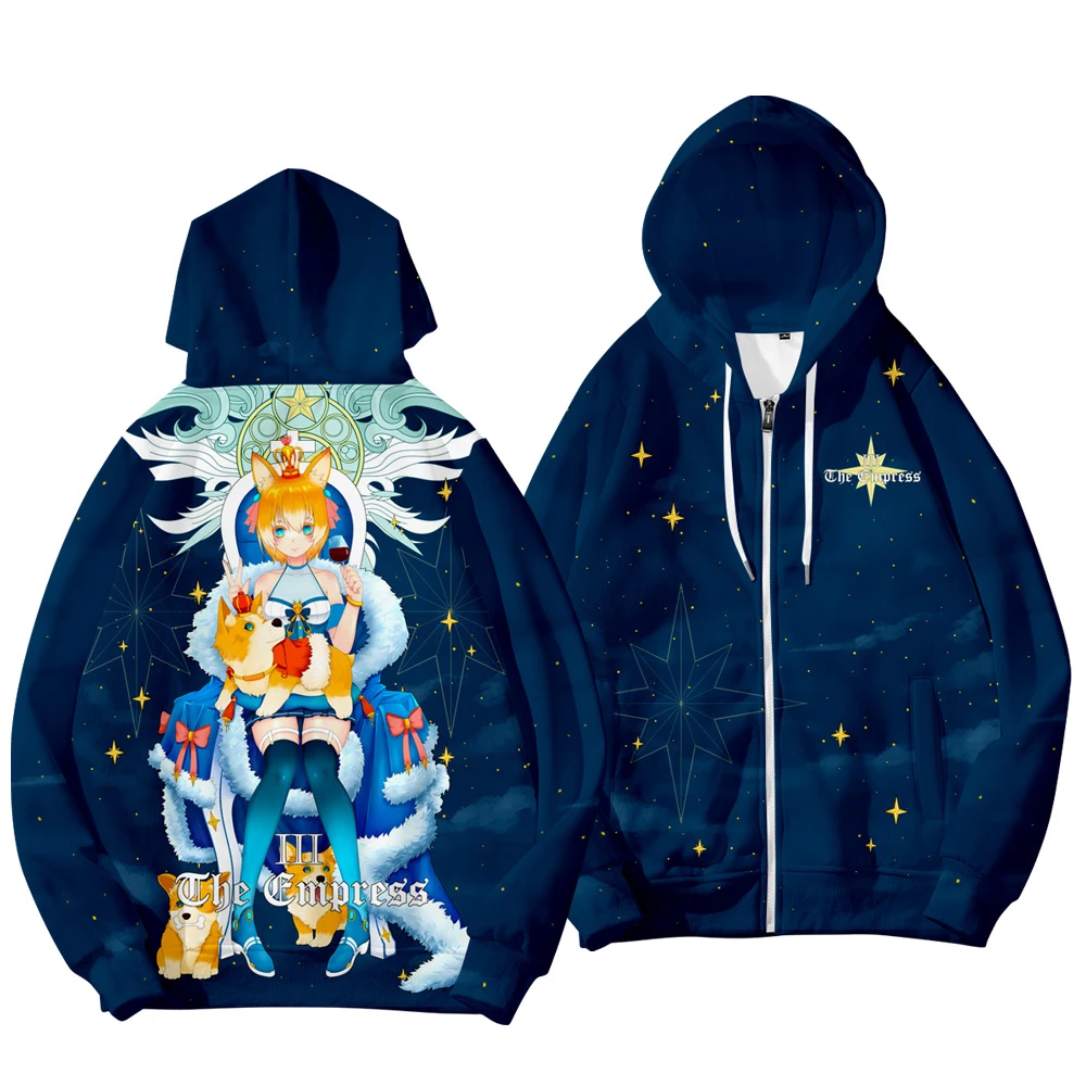 

Harajuku zip-up Hoodie Warm Men Women Original comics Tarot Priestess long sleeve Sweatshirt Casual Streetwear Clothes Plus size