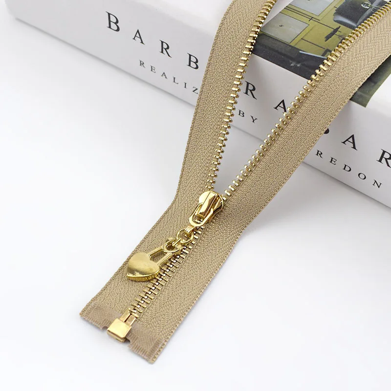 khaki 2/5 шт. металлическая молния 3# с открытым концом 40/50/60/70 см с золотыми зубьями для застежки-молнии для сумки кошелек пуховик, куртка, юбка, Костюмы аксессуар ZA038 - Цвет: khaki