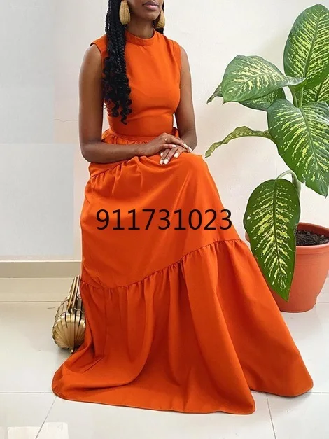 2021 Summer Dresses for Women African Ladies Dress Sleeveless Evening Gowns Elegant Outfit Party Clothing | Тематическая одежда и