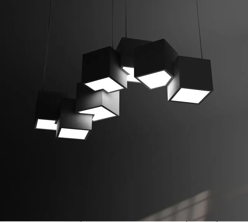 Koop Modern Art Led Hanglamp Vierkante Opknoping Verlichtingsarmaturen Creatieve Eetkamer Woonkamer Villa Hal Rubik 'S Cube Decor Lights