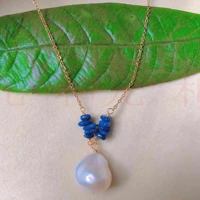 natural fresh water lapis lazuli baroque pearl necklace gift gift wristband cuff spirituality bohemia souvenir bless practice