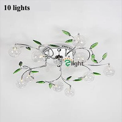 RC 10 lights Современный, хромированный, металлический, для спальни, светодиодные люстры, освещение, блеск, Хрустальный лист, для гостиной, светодиодная подвесная люстра, светильники - Цвет абажура: RC 10 lights