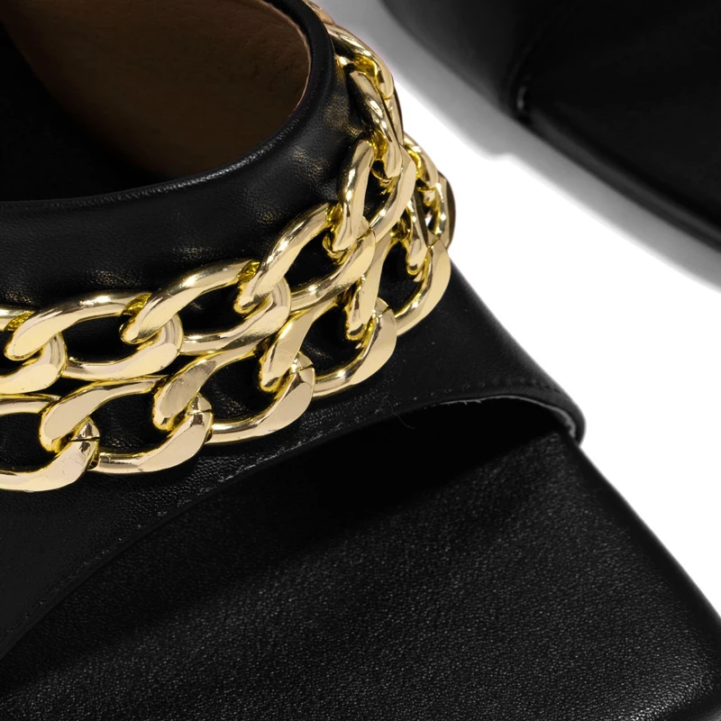 

Gladiator Ladies Sandals Brand Design Women Chain Elegant Square Toe Thin High Heels Summer Outdoor Beach Shoes Party Sandals